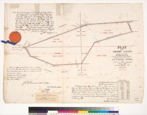Diseño: Plat of the Chualar Rancho [Calif.] : finally confirmed to Mariano Malarin, executor of estate of Juan Malarin