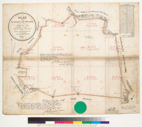 Diseño: Plat of the Ex Mission de San Fernando [Calif.] : finally confirmed to Eulogio de Celis / surveyed under instr