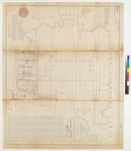 Diseño: Plat of the Honcut Rancho, finally confirmed to Charles Covillaud et al. : [Yuba Co., Calif.] / Surveyed under