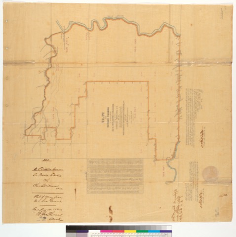 Diseño: Plat of the Honcut Rancho, finally confirmed to Charles Covillaud et al. : [Yuba Co., Calif.] / as located by 