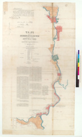 Diseño: Plat of the New Helvetia Rancho, finally confirmed to John A. Sutter : [Sacramento Valley, Calif.] / Surveyed 