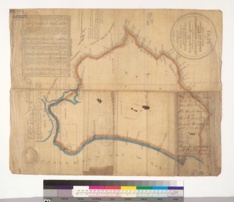 Diseño: Plat of the northern part of the Rancho San Antonio [Alameda County, Calif.] : finally confirmed to Vicente & 