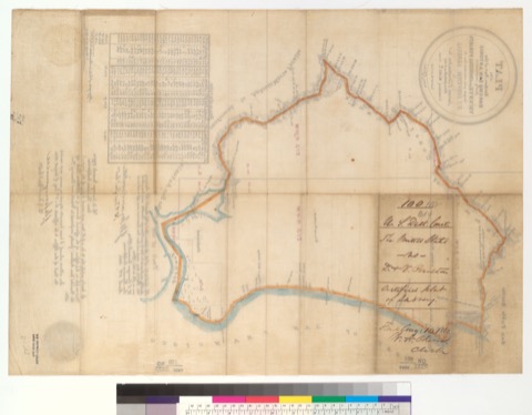 Diseño: Plat of the northern part of the Rancho San Antonio [Alameda County, Calif.] : finally confirmed to Vicente an