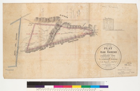Diseño: Plat of the Ojai Rancho [Calif.] : finally confirmed to Fernando Tico / surveyed under instructions from the U