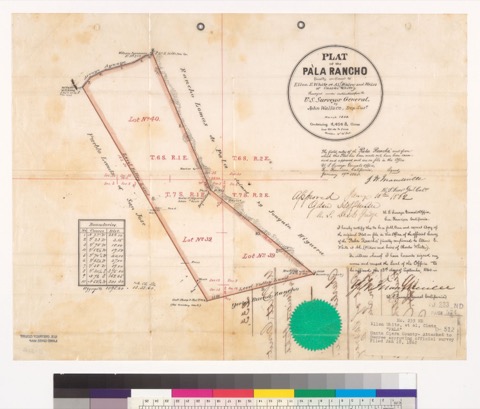 Diseño: Plat of the Pala Rancho [Calif.] : finally confirmed to Ellen E. White et al. (widow and heirs of Charles Whit