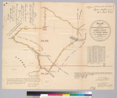 Diseño: Plat of the part of the Rancho de los Capitancillos, finally confirmed to Charles Fossatt : [Santa Clara Co., 