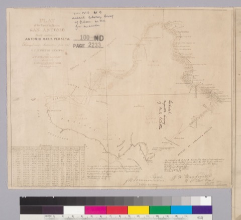 Diseño: Plat of the part of the Rancho San Antonio finally confirmed to Antonio Maria Peralta : [Alameda County, Calif
