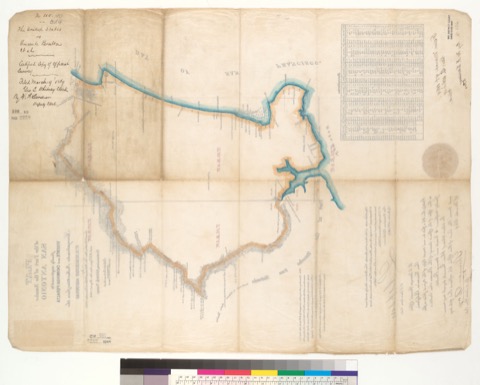 Diseño: Plat of the part of the Rancho San Antonio finally confirmed to Vicente and Domingo Peralta : [Alameda County,