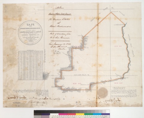 Diseño: Plat of the Rancho Arroyo de las Nueces y Bolbones [Calif.] : finally confirmed to the heirs of Juana Sanchez 