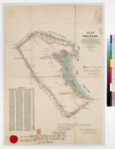 Diseño: Plat of the Rancho Buri-Buri, finally confirmed to Jose de la Cruz Sanchez et al. (sheet 1)
