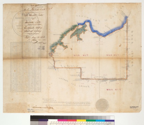 Diseño: Plat of the Rancho Cañada del Hambre de las Bolsas [Calif.] : finally confirmed to Teodora Soto / surveyed und