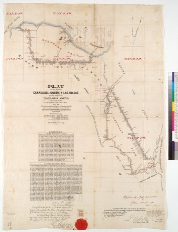 Diseño: Plat of the Rancho Cañada del Hambre y las Bolsas [Calif.] : finally confirmed to Teodora Soto / as located by