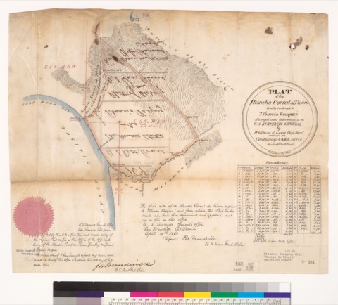 Diseño: Plat of the Rancho Corral de Tierra, finally confirmed to Tiburcio Vasquez : [San Mateo Co., Calif.] / Surveye