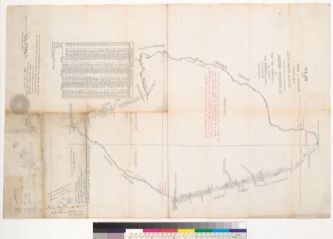 Diseño: Plat of the Rancho de Napa, finally confirmed to Otto H. Frank et al. : [Napa County, Calif.] / Surveyed under