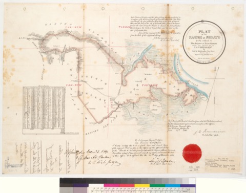 Diseño: Plat of the Rancho de Novato, finally confirmed to the assignees of Bezar Simmons : [Marin Co., Calif.] / Surv