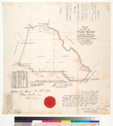 Diseño: Plat of the Rancho de Santa Teresa, finally confirmed to Augustin Bernal : [Santa Clara County, Calif.] / Surv