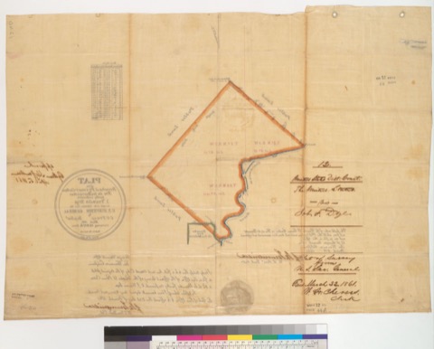 Diseño: Plat of the Rancho el Primer Cañon or Rio de los Berrendos, finally confirmed to J. Francis Dye : [Tehama Co.,