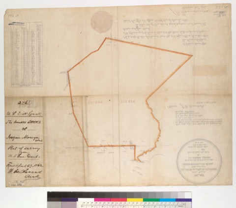 Diseño: Plat of the Rancho La Laguna de los Palos Colorados [Calif.] : finally confirmed to Joaquin Moraga & Juan Bern