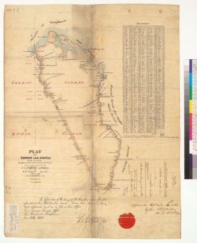 Diseño: Plat of the Rancho Las Juntas [Calif.] : finally confirmed to the administrator of the estate of Wm. Welch / s