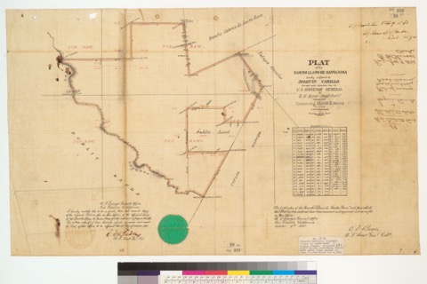 Diseño: Plat of the Rancho Llano de Santa Rosa, finally confirmed to Joaquin Carillo : [Sonoma Co., Calif.] / Surveyed