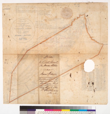 Diseño: Plat of the Rancho Los Guilicos, finally confirmed to Juan Wilson : [Sonoma Co., Calif.] / Surveyed under inst