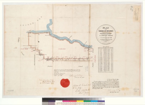 Diseño: Plat of the Rancho Los Medanos [Calif.] : finally confirmed to Jonathan D. Stevenson / surveyed under instruct