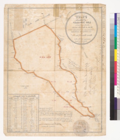 Diseño: Plat of the Rancho Los Nogales [Calif.] : finally confirmed to M. de J. Garcia et al. / surveyed under the ins