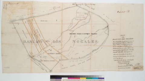 Diseño: Plat of the Rancho Los Nogales ... : situated in the County of Los Angeles, State of California / surveyed by 