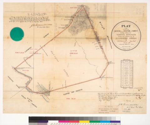 Diseño: Plat of the Rancho Rincon de la Puente del Monte [Calif.] : finally confirmed to Teodocio Gonzales / surveyed 