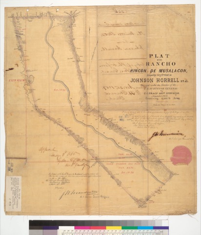 Diseño: Plat of the Rancho Rincon de Musalacon, finally confirmed to Johnson Horrell et al. : [Sonoma Co., Calif.] / S