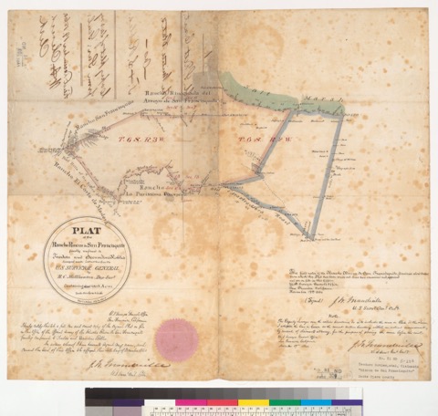 Diseño: Plat of the Rancho Rincon de San Francisquito, finally confirmed to Teodoro and Secundino Robles : [Santa Clar