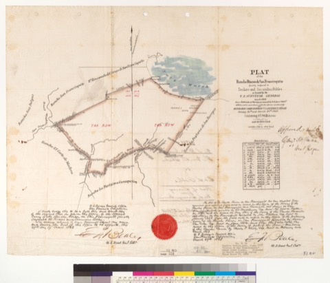Diseño: Plat of the Rancho Rincon de San Francisquito, finally confirmed to Teodoro and Secundino Robles : [Santa Clar