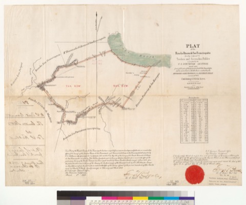 Diseño: Plat of the Rancho Rincon de San Francisquito, finally confirmed to Teodoro and Secundino Robles : [Santa Clar