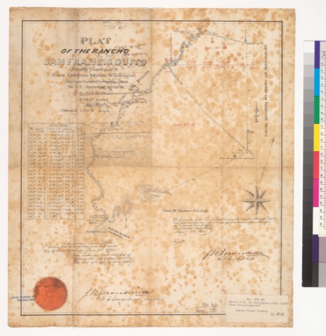 Diseño: Plat of the Rancho San Francisquito, finally confirmed to Maria Concepcion Valencia de Rodrigues : [Santa Clar