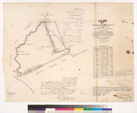 Diseño: Plat of the Rancho San Francisquito, finally confirmed to Maria Concepcion Valencia de Rodriguez : [Santa Clar