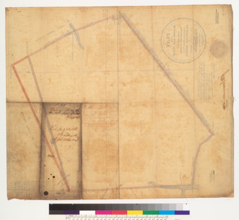 Diseño: Plat of the "Rancho San Justo" [Calif.] : finally confirmed to Francisco Perez Pacheco / surveyed under instru