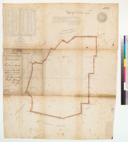 Diseño: Plat of the Rancho San Lorenzo [Calif.] : finally confirmed to Guillermo Castro / surveyed under the orders of