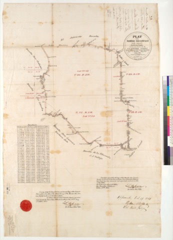 Diseño: Plat of the Rancho San Lorenzo [Calif.] : finally confirmed to Guillermo Castro / surveyed under instructions 