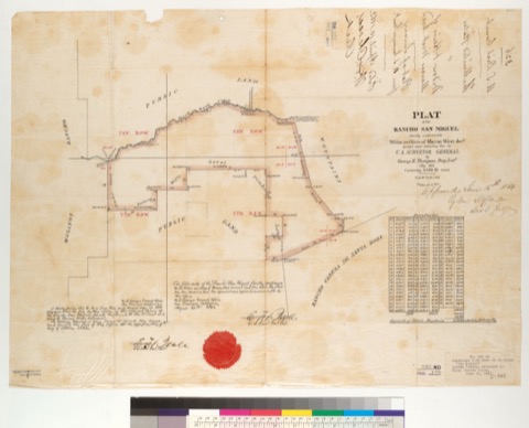 Diseño: Plat of the Rancho San Miguel [Sonoma County, Calif.] : finally confirmed to widow and heirs of Marcus West, d