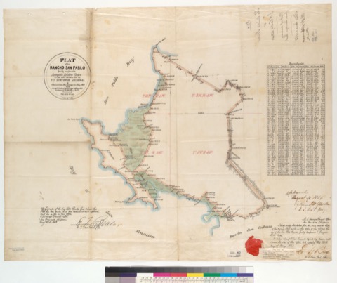 Diseño: Plat of the Rancho San Pablo [Calif.] : finally confirmed to Joaquin Isidro Castro / surveyed under instructio