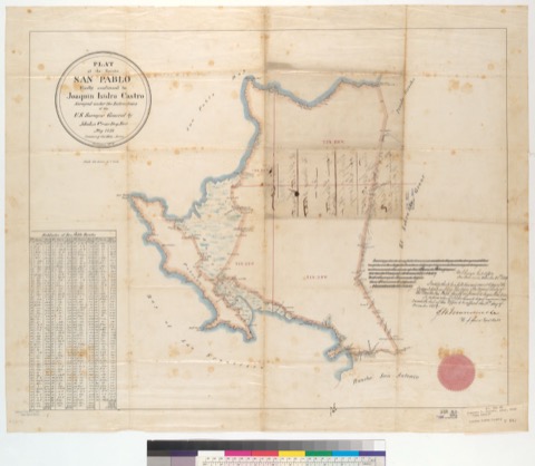Diseño: Plat of the Rancho San Pablo [Calif.] : finally confirmed to Joaquin Isidro Castro / surveyed under the instru
