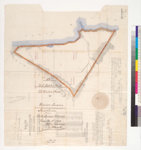 Diseño: Plat of the Rancho San Pedro, finally confirmed to Francisco Sanchez : [San Mateo Co., Calif.] / Surveyed unde