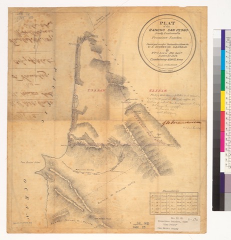 Diseño: Plat of the Rancho San Pedro, finally confirmed to Francisco Sanchez : [San Mateo Co., Calif.] / Surveyed unde