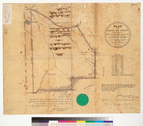 Diseño: Plat of the Rancho San Vicente, finally confirmed to Maria Z. Bernal Berreyesa et al. : [Santa Clara Co., Cali