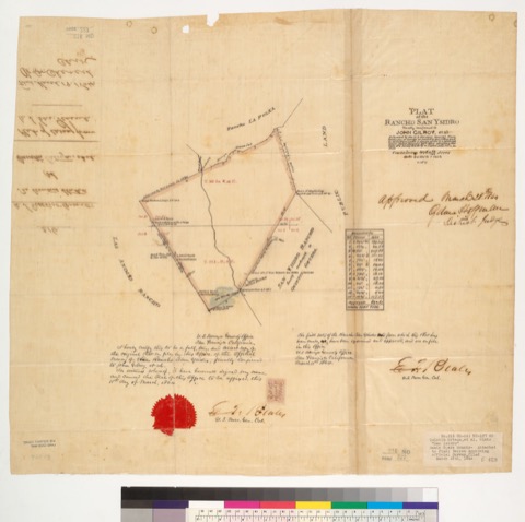 Diseño: Plat of the Rancho San Ysidro, finally confirmed to John Gilroy, et al. (sheet 1)