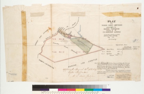 Diseño: Plat of the Rancho Santa Gertrudes [Calif.] : finally confirmed to Samuel Carpenter as located by the U.S. Sur