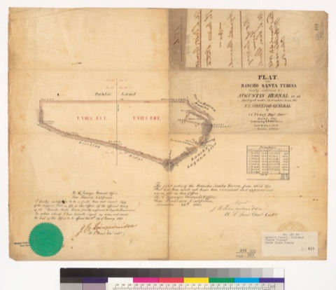 Diseño: Plat of the Rancho Santa Teresa, finally confirmed to Augustin Bernal et al. : [Santa Clara County, Calif.] / 