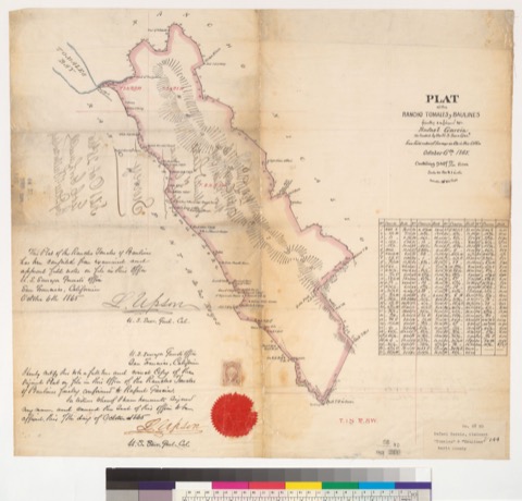 Diseño: Plat of the Rancho Tomales y Baulines, finally confirmed to Rafael Garcia : [Marin Co., Cal.] / as located by 