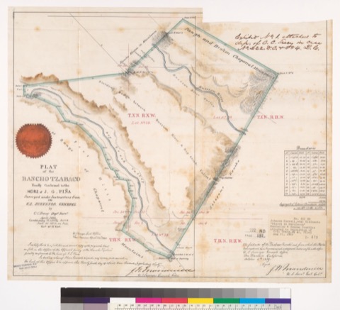 Diseño: Plat of the Rancho Tzabaco, finally confirmed to the heirs of J. G. Piña : [Sonoma Co., Calif.] / Surveyed und