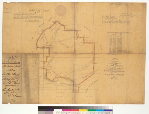 Diseño: Plat of the Rancho Valle de San José [Alameda County, Calif.] : finally confirmed to Antonio Suñol, Juan Berna